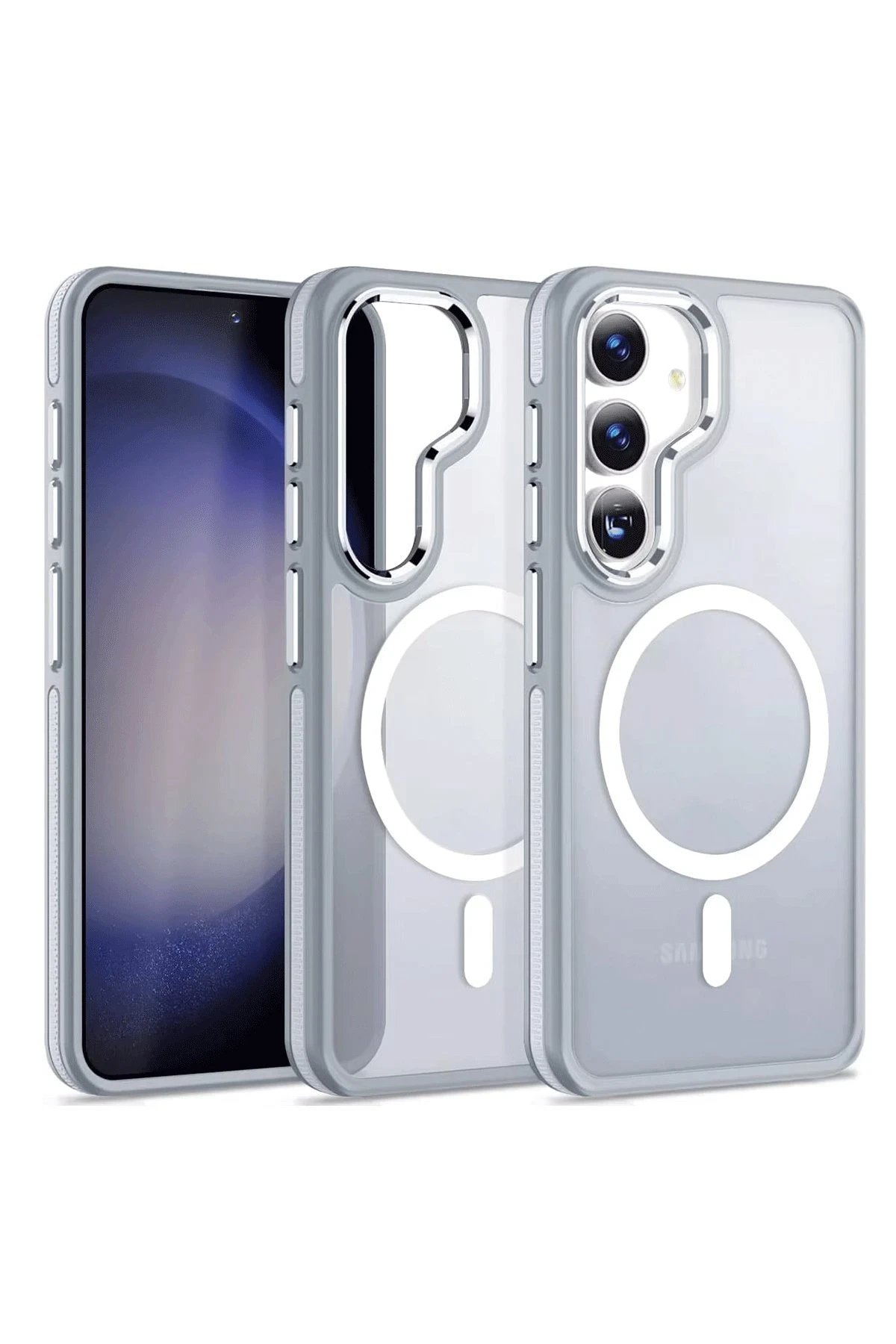 Samsung Galaxy S24 Winner Magsafe Kapak - Gri-(5796)