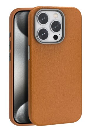 iPhone 14 Pro Kılıf Wonder Deri Magsafe Kapak - Kahverengi-(5796)