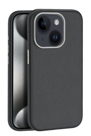 iPhone 15 Kılıf Wonder Deri Magsafe Kapak - Siyah-(5796)