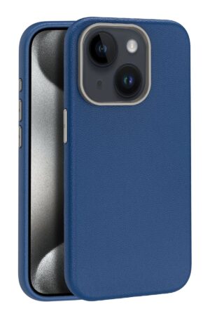 iPhone 15 Kılıf Wonder Deri Magsafe Kapak - Lacivert-(5796)