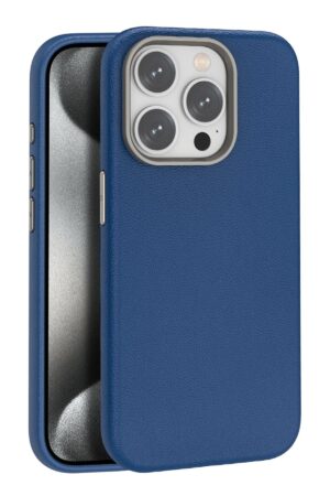 iPhone 15 Pro Max Kılıf Wonder Deri Magsafe Kapak - Lacivert-(5796)