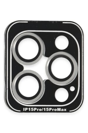 iPhone 15 Pro Max PVD Metal Kamera Lens - Gümüş-(5796)