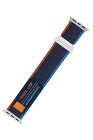 Apple Watch 42mm Alice Kumaş Kordon - Mavi-Turuncu-(5796)