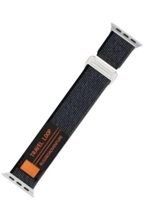 Apple Watch 38mm Alice Kumaş Kordon - Siyah-Gri-(5796)