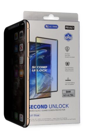 Samsung Galaxy S23 Ultra Durable Full Glue Curved Hayalet Cam-(5796)