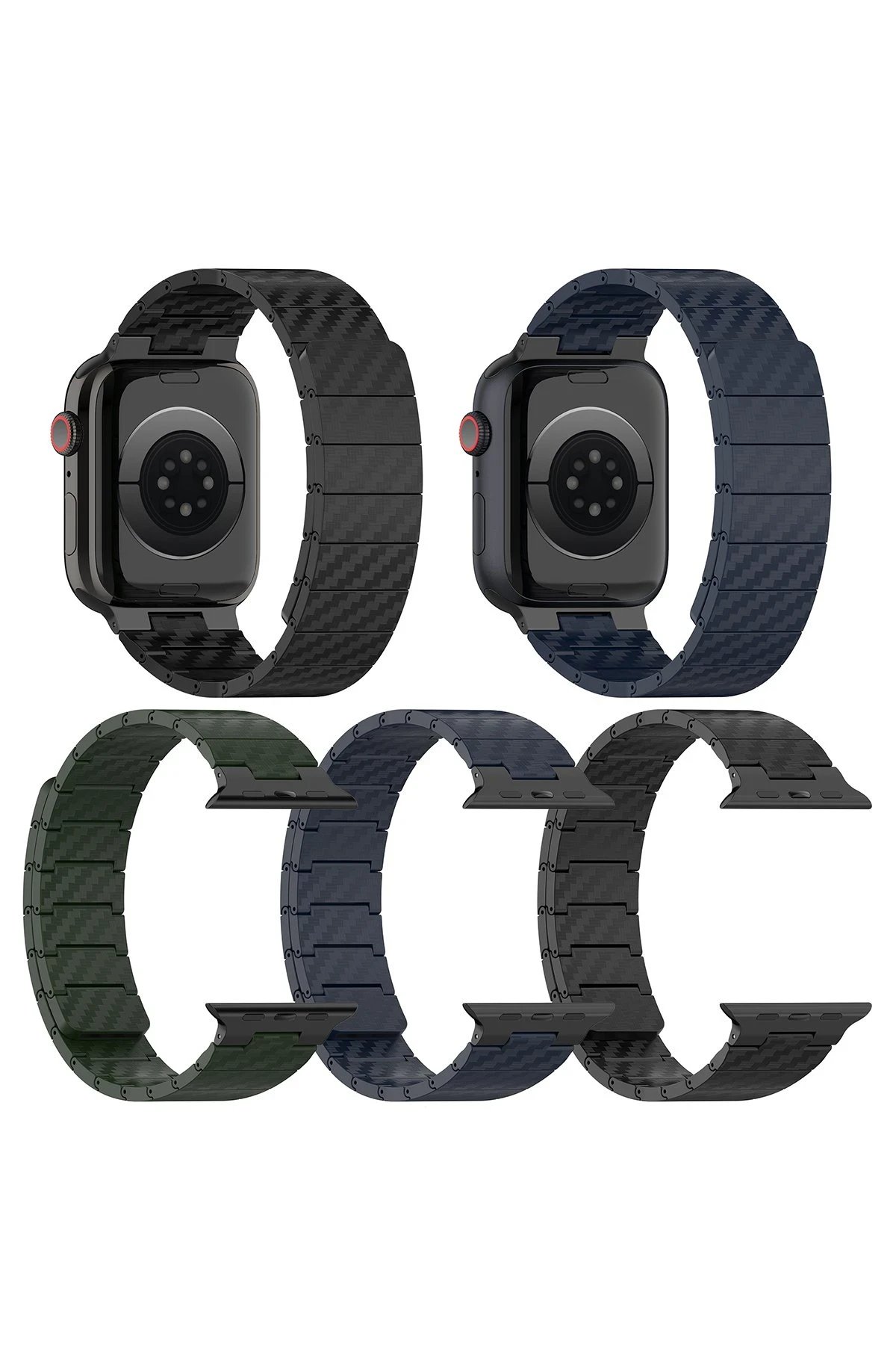 Watch 45mm Carbon Steel Kordon - Koyu Yeşil-(5796) - Görsel 3