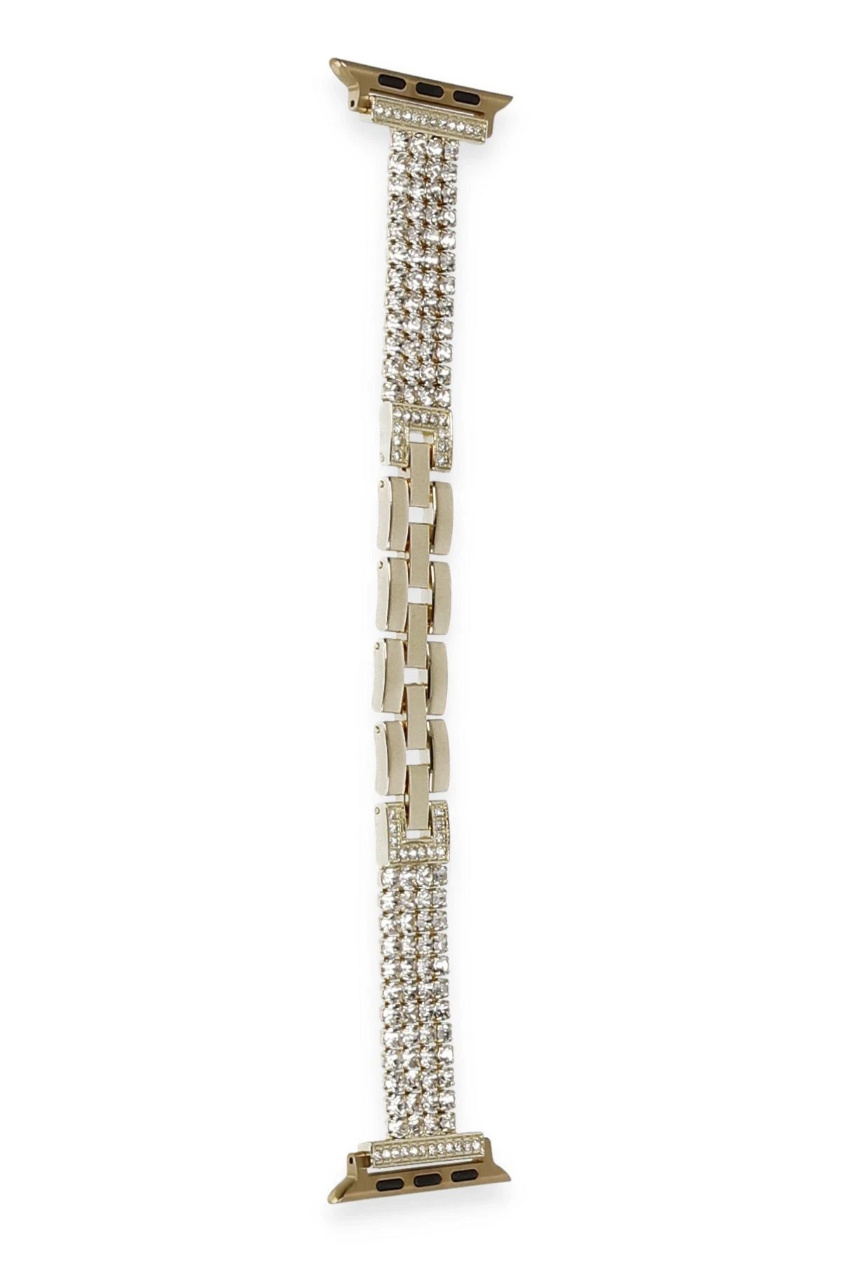 Apple Watch 38mm Live Taşlı Kordon - Gold-(5796)