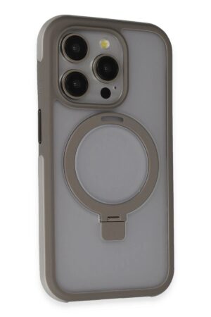 iPhone 15 Pro Zorda Airbag Magsafe Standlı Kapak - Titan Gri-(5796)