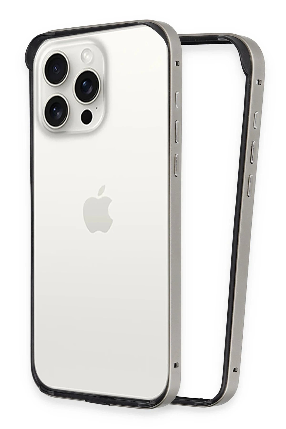 iPhone 15 Pro Land Bumper Koruma Kapak - Titan Gri-(5796)