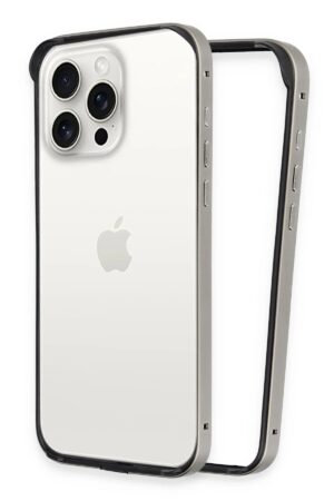 iPhone 15 Pro Max Land Bumper Koruma Kapak - Titan Gri-(5796)