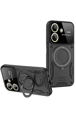 Xiaomi Redmi 13C Kılıf Joy Lens Standlı Kapak - Siyah-(5796)