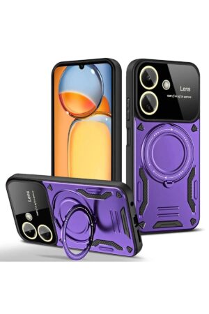 Xiaomi Redmi 13C Kılıf Joy Lens Standlı Kapak - Mor-(5796)