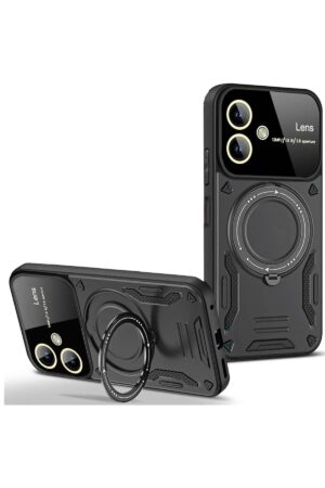 Samsung Galaxy A05 Kılıf Joy Lens Standlı Kapak - Siyah-(5796)