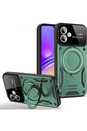 Samsung Galaxy A05 Kılıf Joy Lens Standlı Kapak - Koyu Yeşil-(5796)