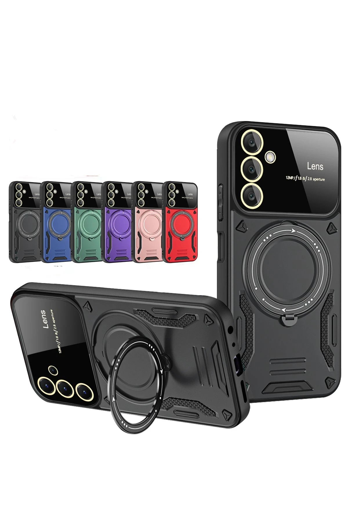 Samsung Galaxy A05S Kılıf Joy Lens Standlı Kapak - Lacivert-(5796) - Görsel 2