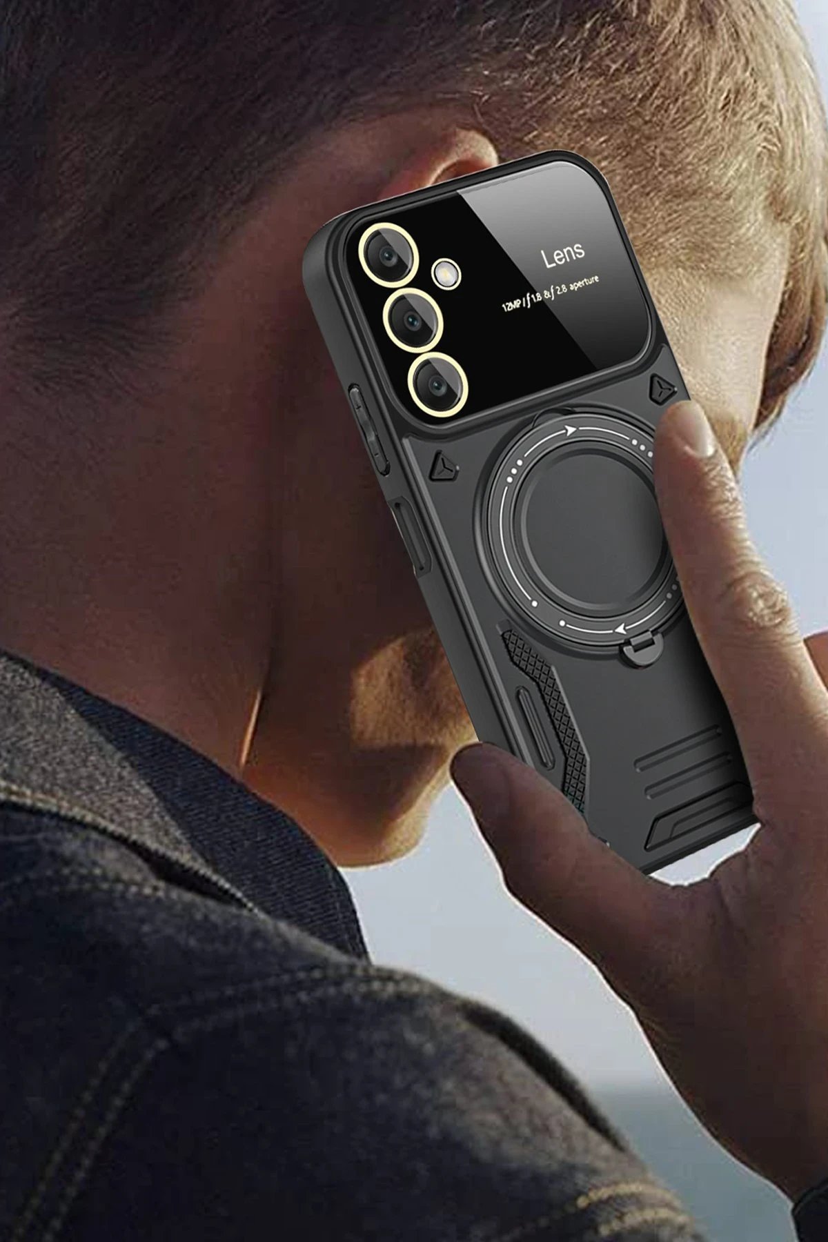 Samsung Galaxy A05S Kılıf Joy Lens Standlı Kapak - Lacivert-(5796) - Görsel 3