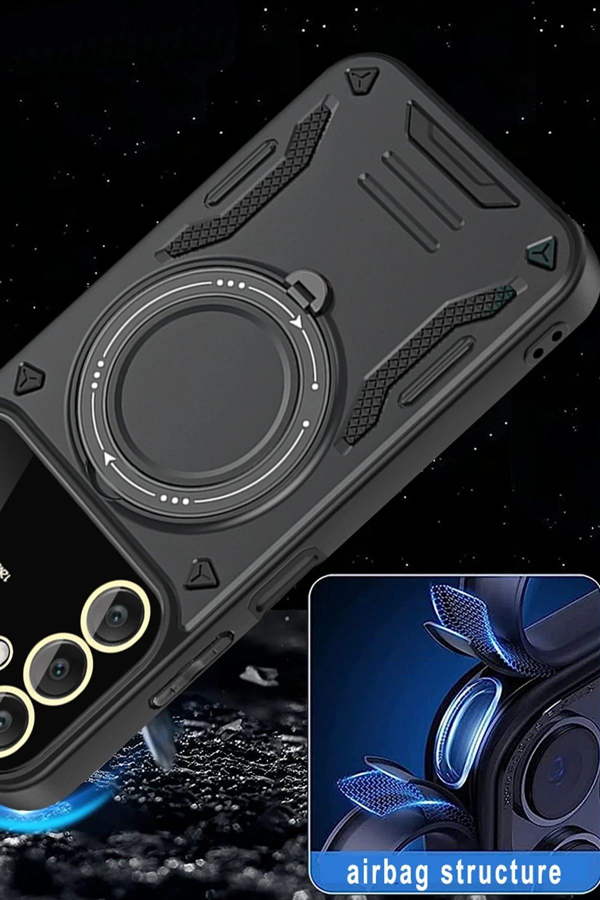 Samsung Galaxy A05S Kılıf Joy Lens Standlı Kapak - Lacivert-(5796) - Görsel 4