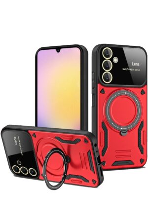 Samsung Galaxy A05S Kılıf Joy Lens Standlı Kapak - Kırmızı-(5796)