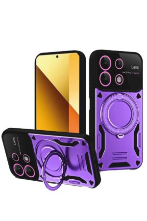 Xiaomi Redmi Note 13 4G Kılıf Joy Lens Standlı Kapak - Mor-(5796)