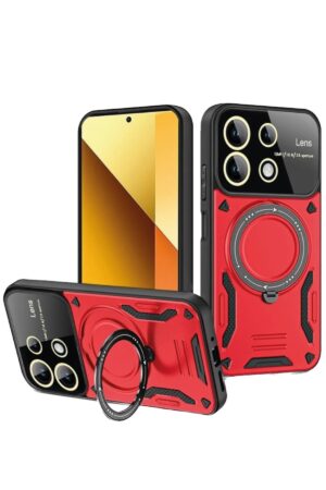 Xiaomi Redmi Note 13 4G Kılıf Joy Lens Standlı Kapak - Kırmızı-(5796)