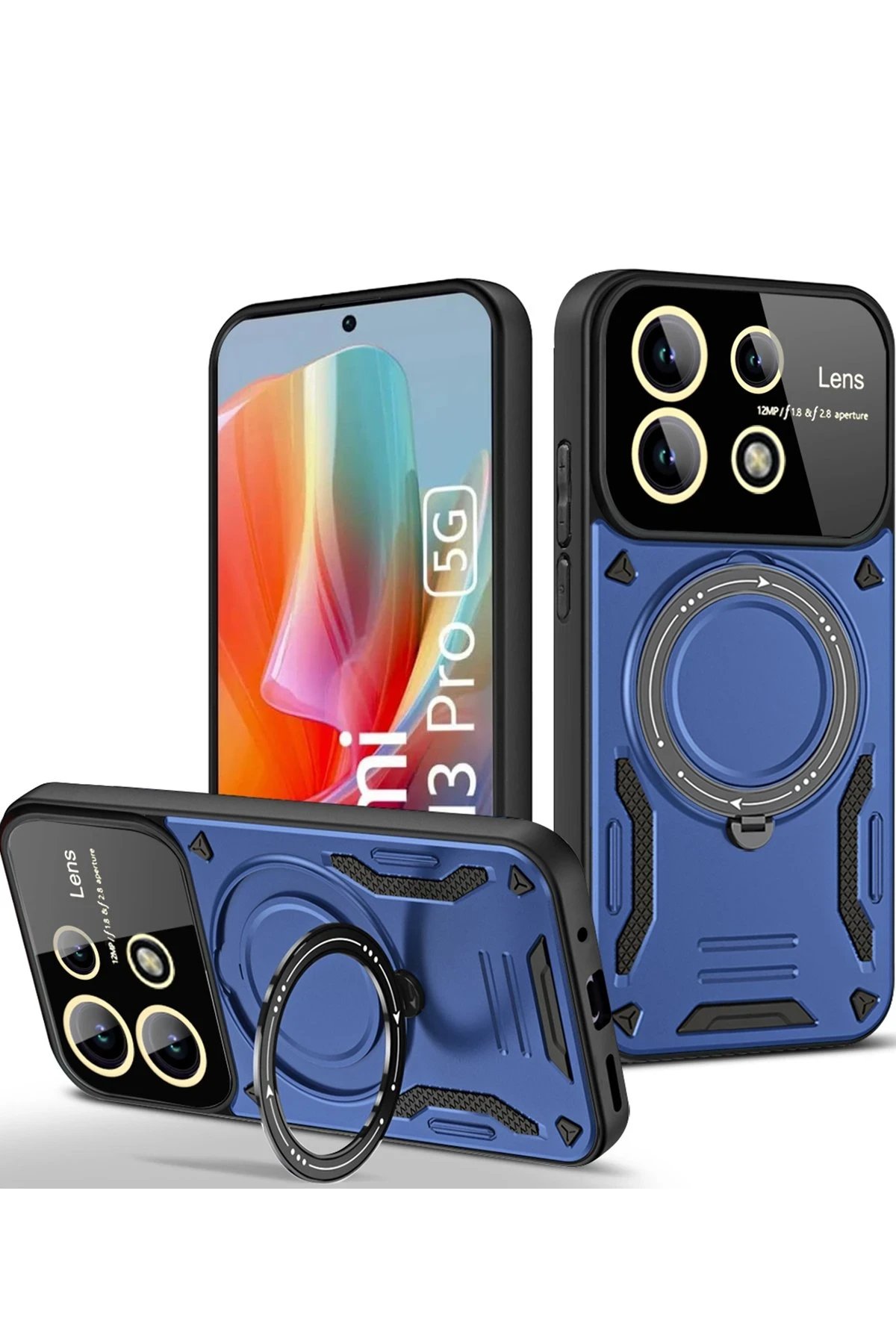 Xiaomi Redmi Note 13 Pro 4G Kılıf Joy Lens Standlı Kapak - Lacivert-(5796)