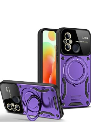 Xiaomi Redmi 12C Kılıf Joy Lens Standlı Kapak - Mor-(5796)