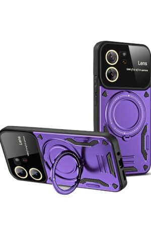 Xiaomi Mi 13T Pro Kılıf Joy Lens Standlı Kapak - Mor-(5796)