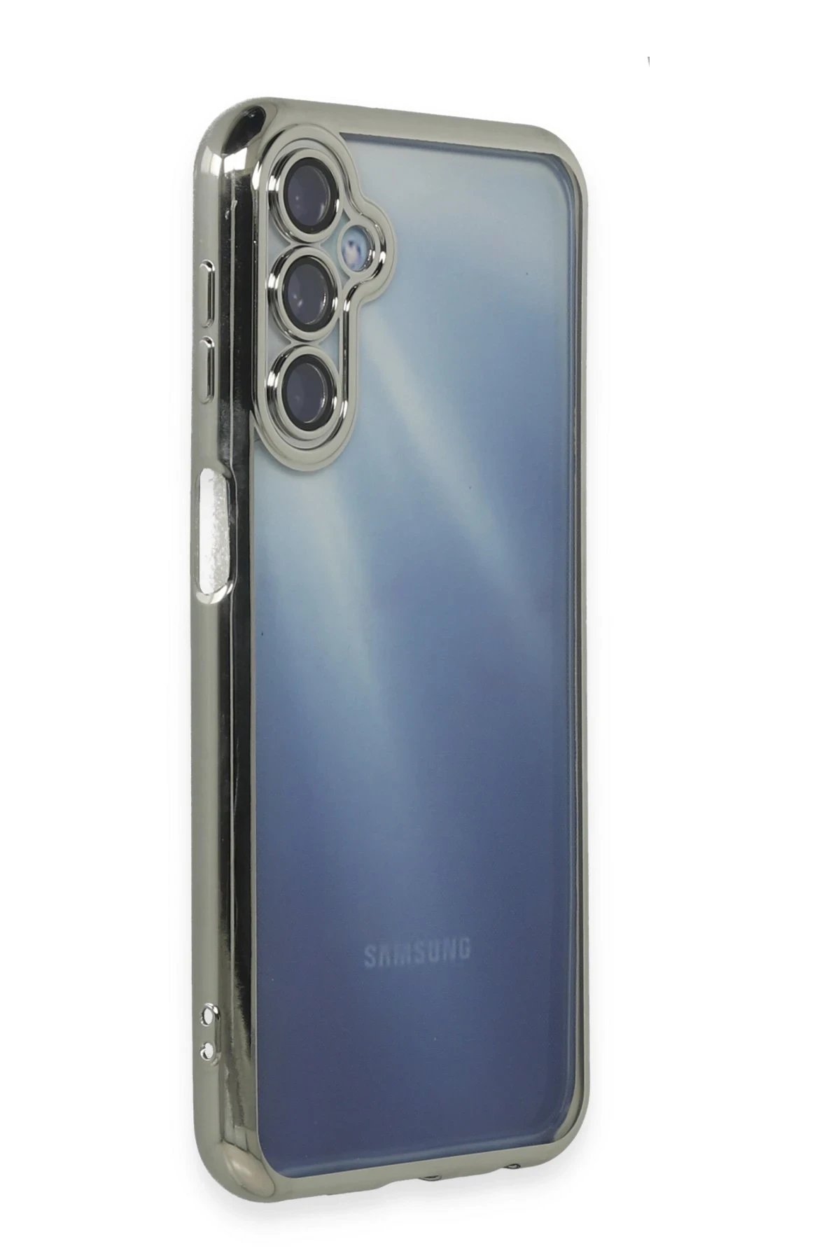 Samsung Galaxy A25 5G Kılıf Lensli Silikon - Gümüş-(5796) - Görsel 2