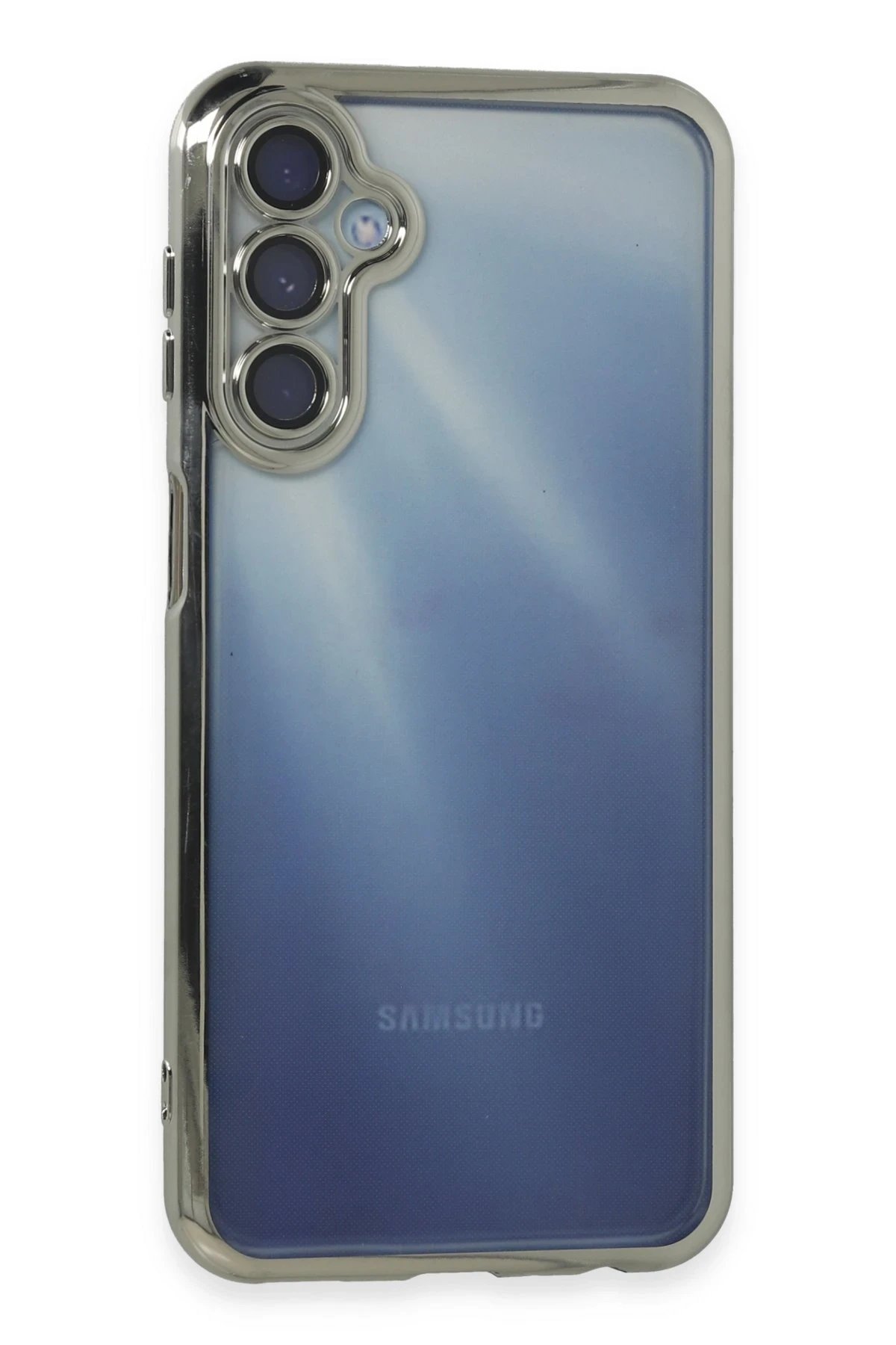 Samsung Galaxy A35 5G Kılıf Lensli Silikon - Gümüş-(5796)
