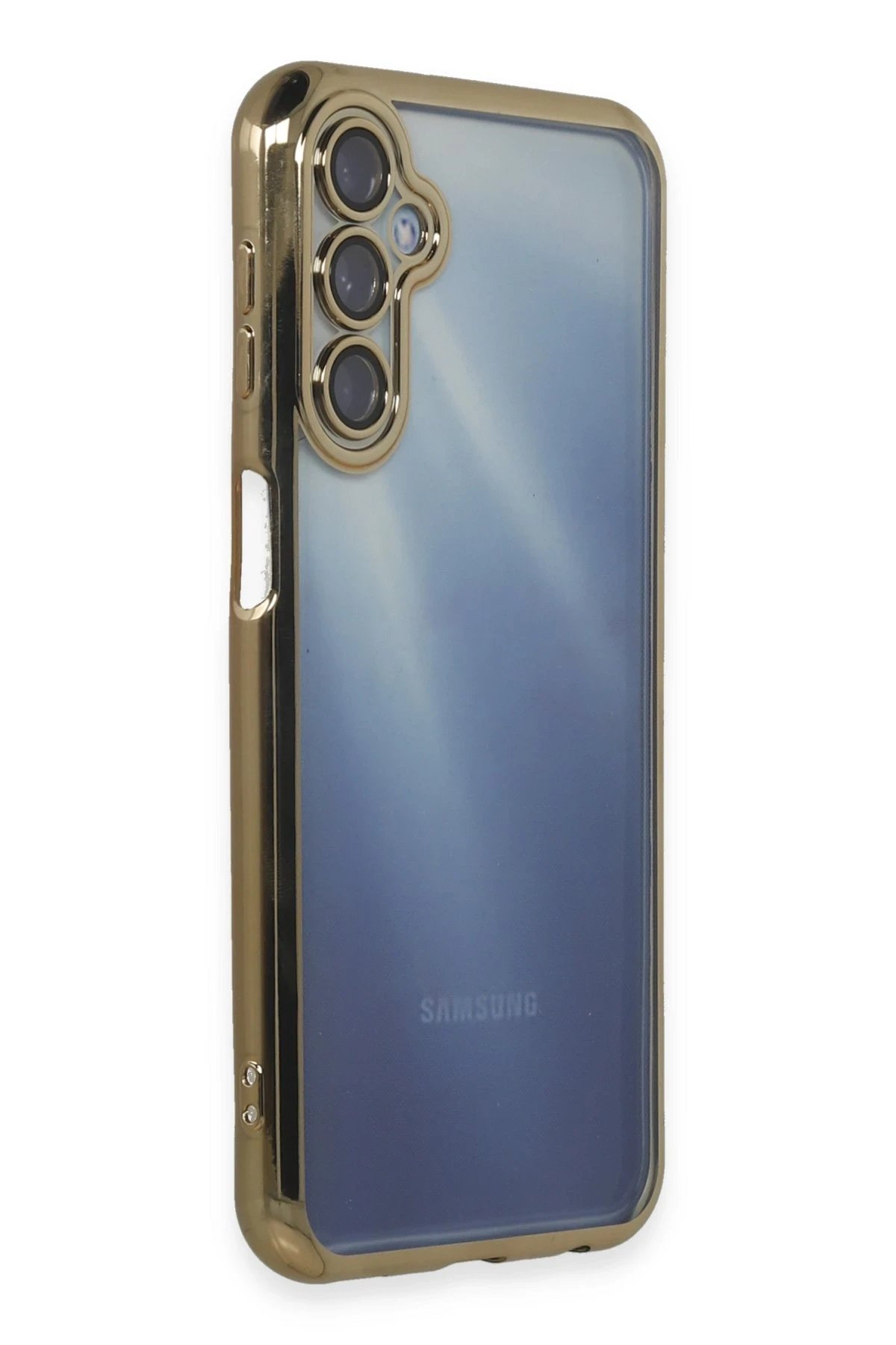 Samsung Galaxy A55 5G Kılıf Lensli Silikon - Gold-(5796) - Görsel 2