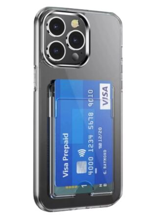 iPhone 15 Pro Kılıf Kart Şeffaf Silikon - Şeffaf-(5796)