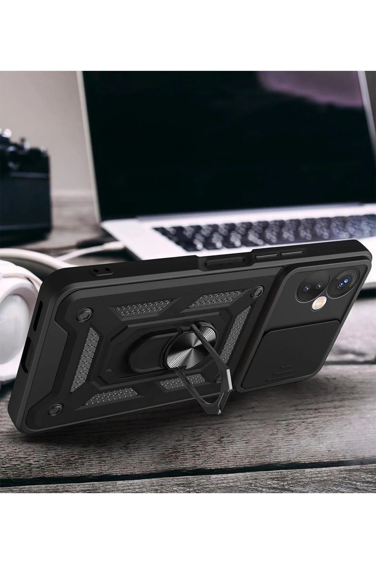 İnfinix Hot 40 Pro Kılıf Pars Lens Yüzüklü Silikon - Kırmızı-(5796) - Görsel 3