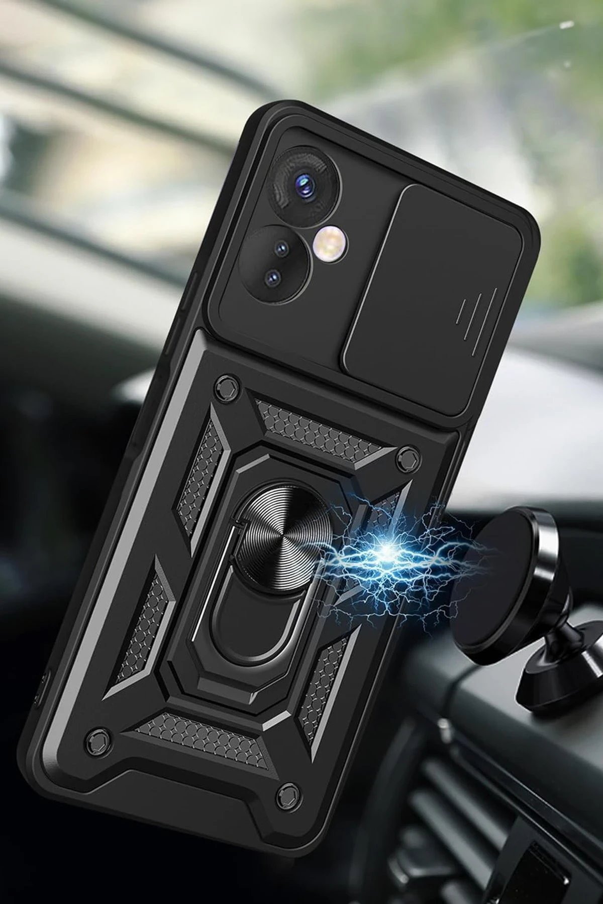 İnfinix Hot 40 Pro Kılıf Pars Lens Yüzüklü Silikon - Kırmızı-(5796) - Görsel 4