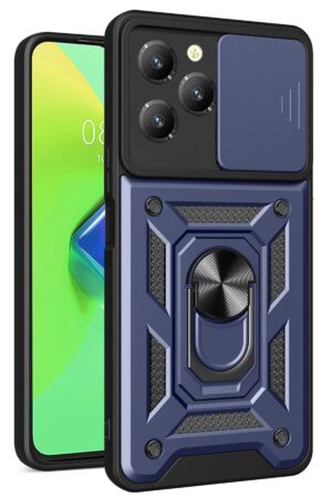 İnfinix Hot 40 Pro Kılıf Pars Lens Yüzüklü Silikon - Lacivert-(5796)