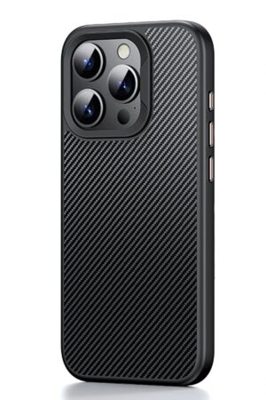 iPhone 14 Pro Dart Karbon Magsafe Kapak - Siyah-(5796)