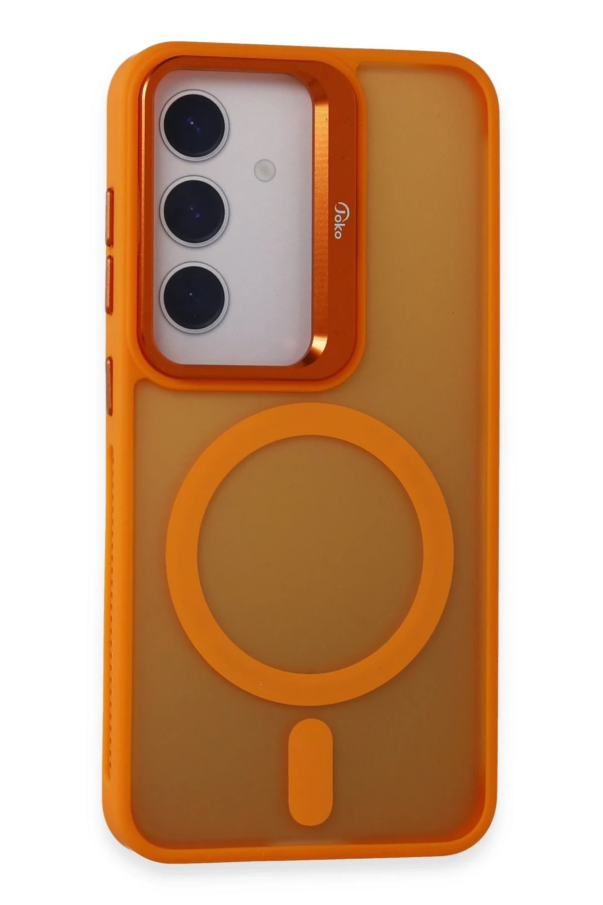 Samsung Galaxy S24 Flet Lens Magsafe Kapak - Turuncu-(5796)