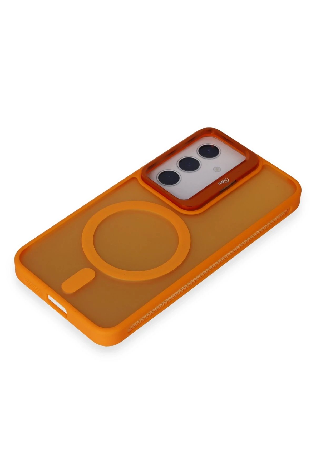 Samsung Galaxy S24 Flet Lens Magsafe Kapak - Turuncu-(5796) - Görsel 4