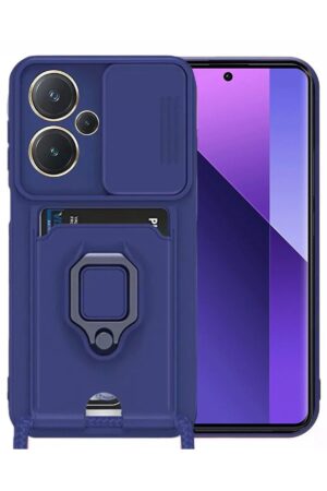 Xiaomi Redmi Note 13 Pro Plus Kılıf Zuma Kartvizitli Yüzüklü Silikon - Lacivert-(5796)
