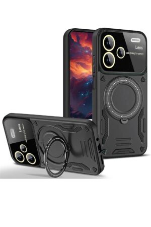 Xiaomi Redmi Note 13 Pro Plus Joy Lens Standlı Kapak - Siyah-(5796)