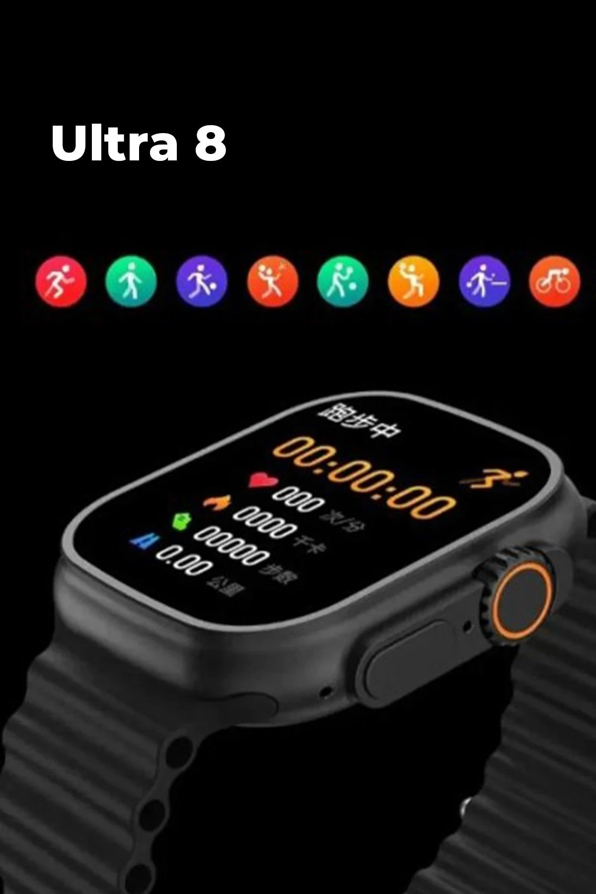 Ultra 8 2.1 inç IPS Ekran Konuşma ve NFC Özellikli Akıllı Saat - Siyah-(5796) - Görsel 3