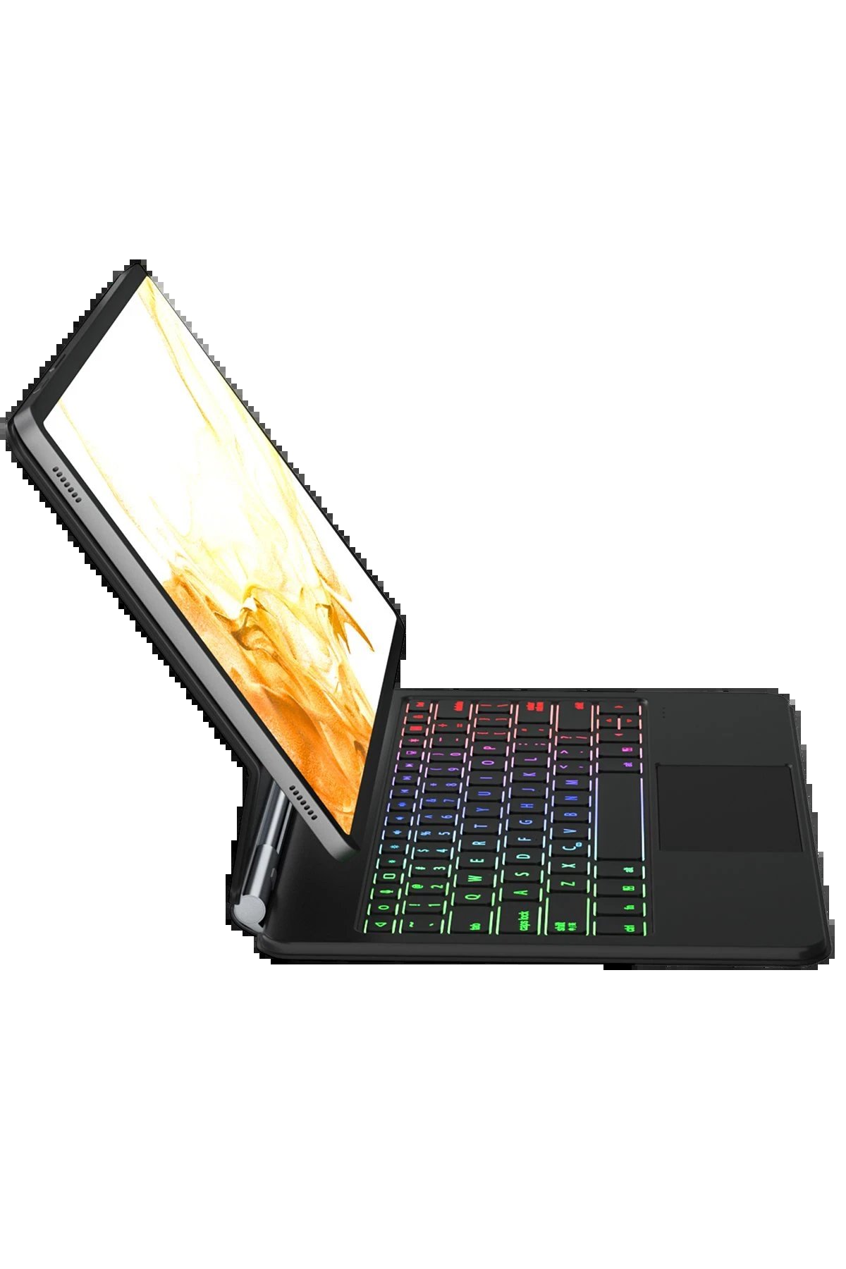 Samsung Galaxy T737 Tab S7 FE 12.4 Kılıf Eternal Ledli Klavyeli Tablet Kılıfı - Siyah-(5796) - Görsel 4