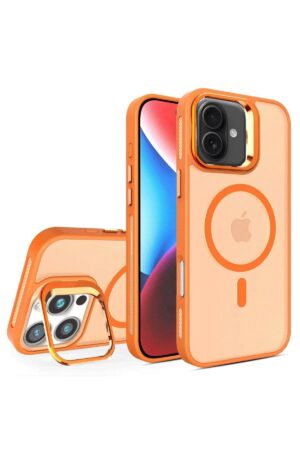 iPhone 16 Flet Lens Magsafe Kapak - Turuncu-(5796)