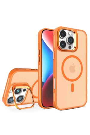 iPhone 16 Pro Flet Lens Magsafe Kapak - Turuncu-(5796)