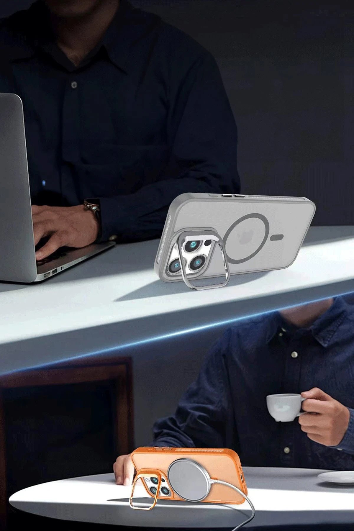 iPhone 16 Pro Flet Lens Magsafe Kapak - Turuncu-(5796) - Görsel 3