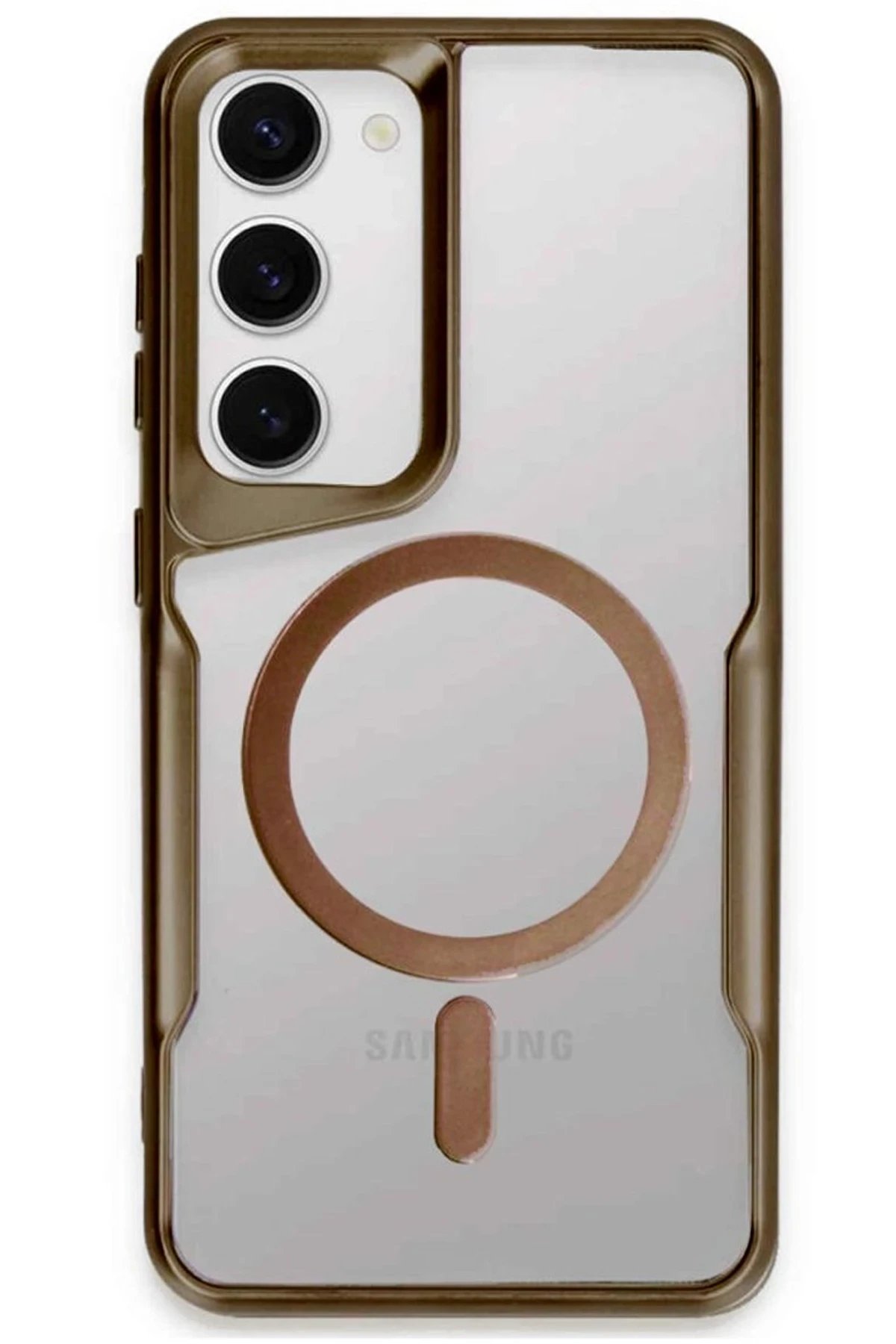 Samsung Galaxy S23 Kılıf Boyi Magsafe Silikon Kapak - Kahverengi-(5796)