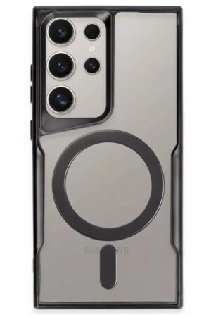 Samsung Galaxy S23 Ultra Kılıf Boyi Magsafe Silikon Kapak - Siyah-(5796)