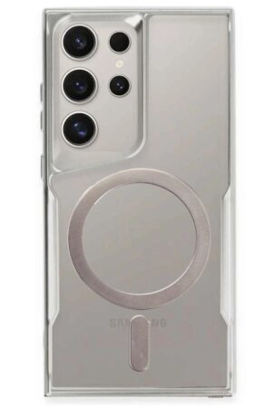 Samsung Galaxy S23 Ultra Kılıf Boyi Magsafe Silikon Kapak - Gümüş-(5796)