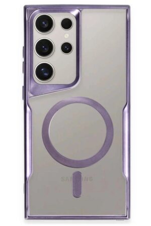 Samsung Galaxy S23 Ultra Kılıf Boyi Magsafe Silikon Kapak - Derin Mor-(5796)