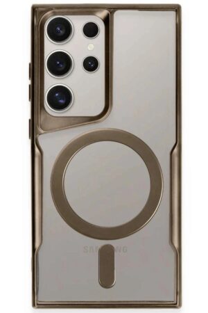 Samsung Galaxy S23 Ultra Kılıf Boyi Magsafe Silikon Kapak - Kahverengi-(5796)