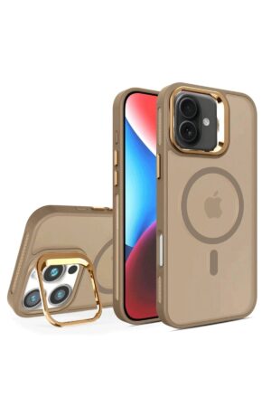 iPhone 16 Plus Flet Lens Magsafe Kapak - Gold-(5796)